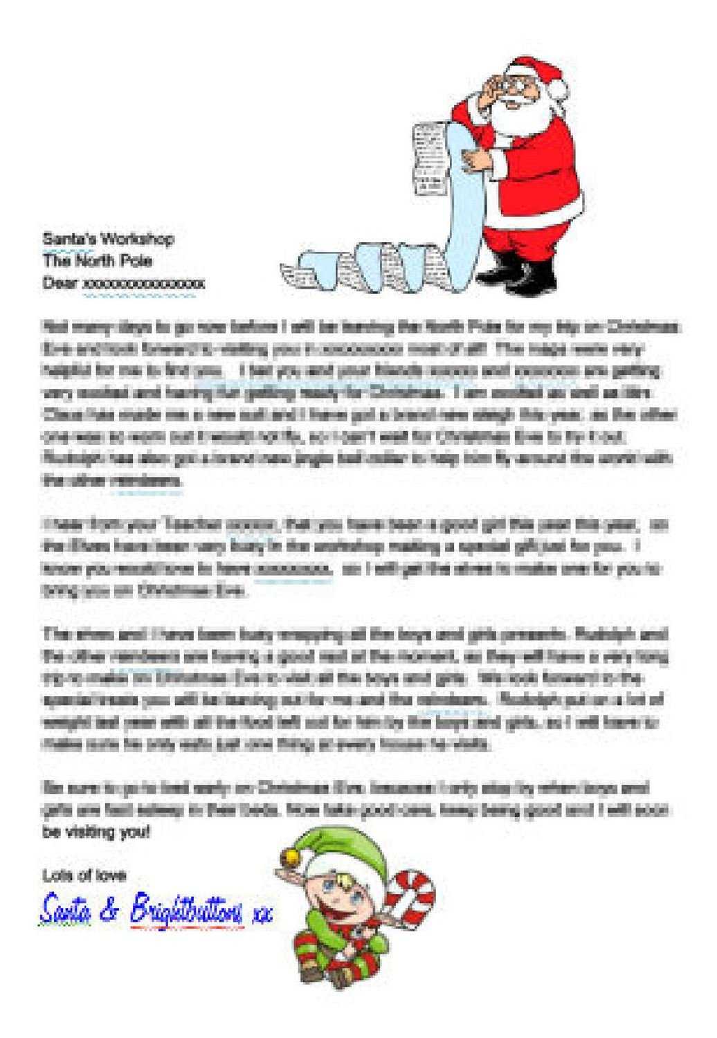 Editable Personalised Letter From Santa And Elf Studio And Word Doc Format  – Commercial Use For Letter From Santa Template Word