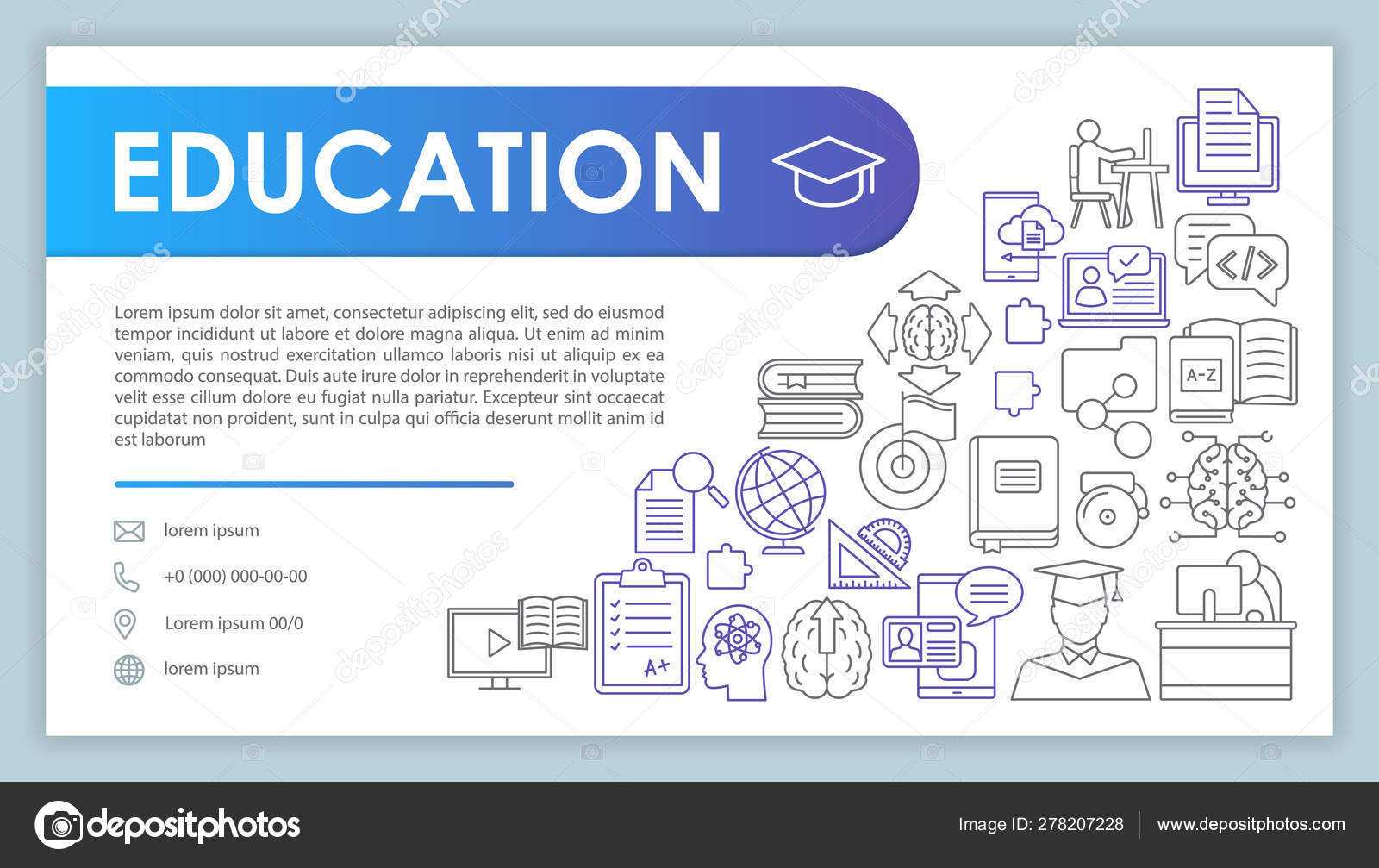 Education Banner, Business Card Template. Studying, Learning With College Banner Template