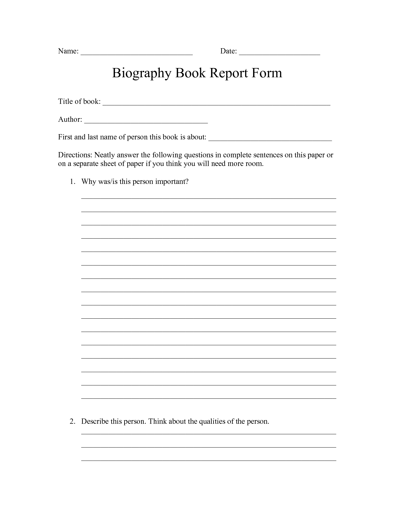 Elementary Book Report Worksheet | Printable Worksheets And Inside Biography Book Report Template