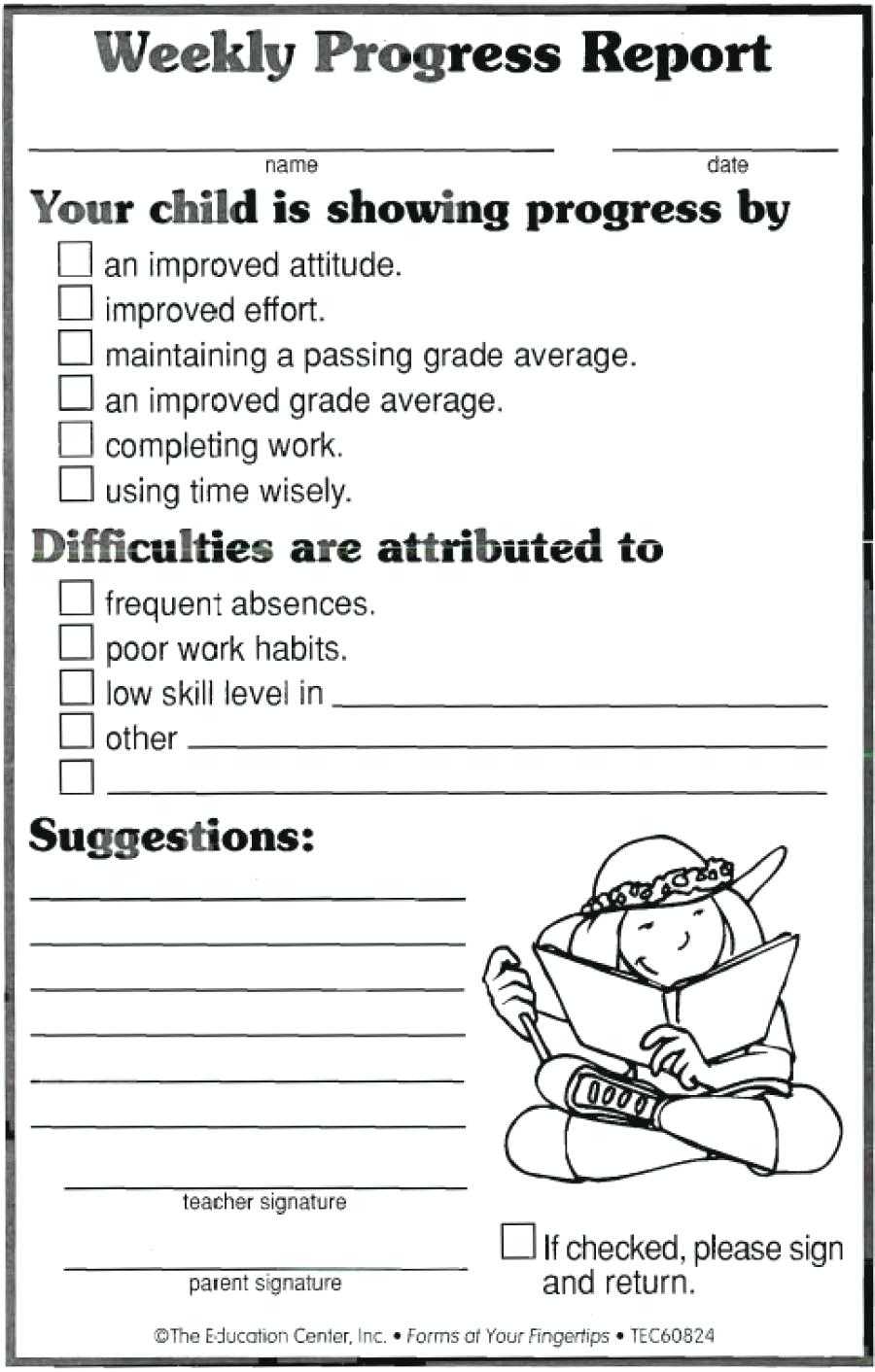 Elementary Progress Report Template – Bestawnings Inside Daily Behavior Report Template