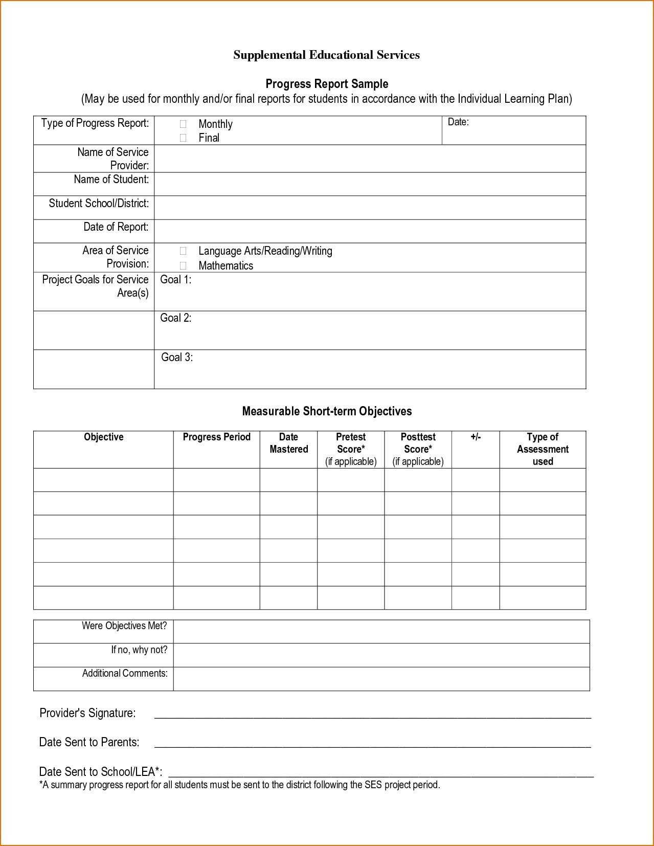 Elementary Progress Report Templates – Karati.ald2014 For Student Progress Report Template