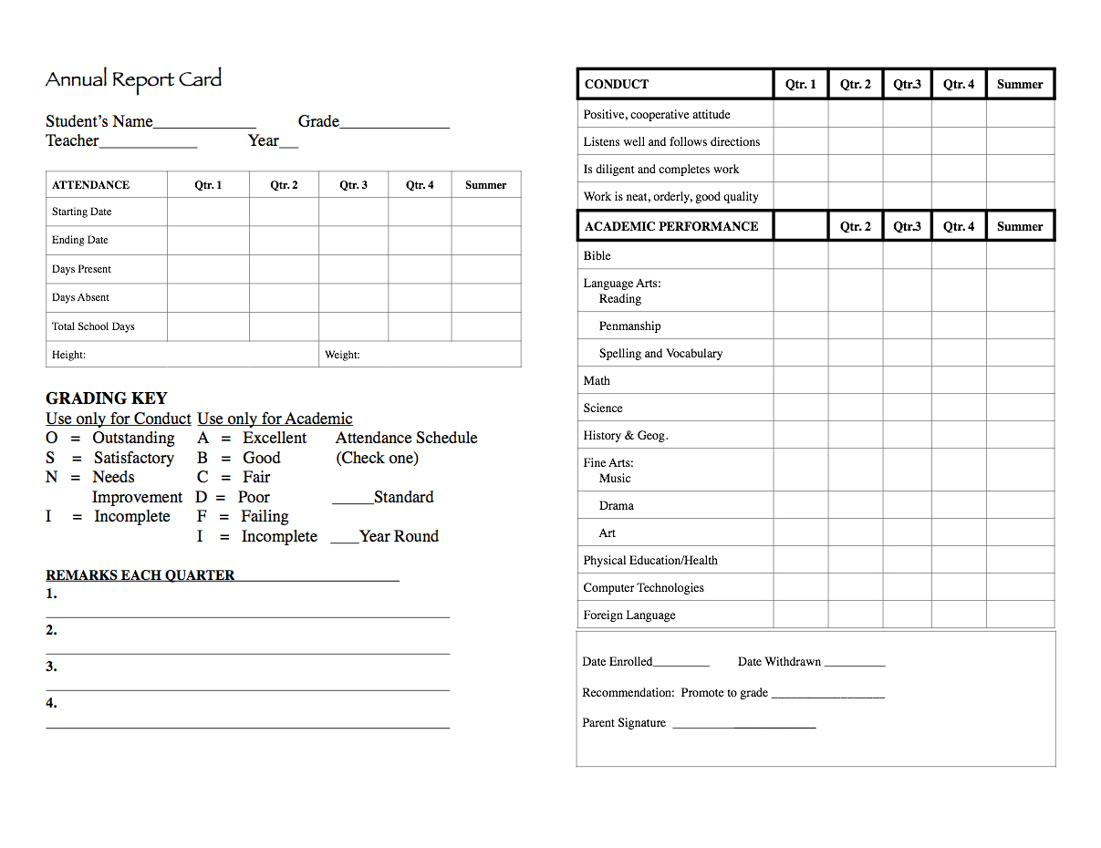 Elementary Report Card | A Homeschool Mom Intended For Homeschool Middle School Report Card Template