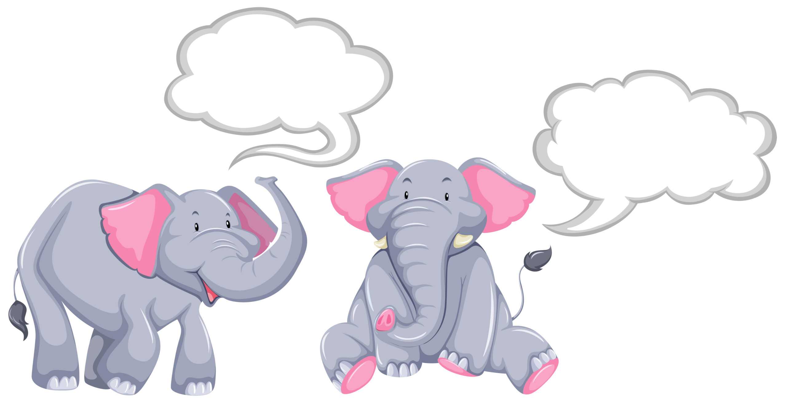 Elephants With Blank Speech Bubbles – Download Free Vectors Throughout Blank Elephant Template