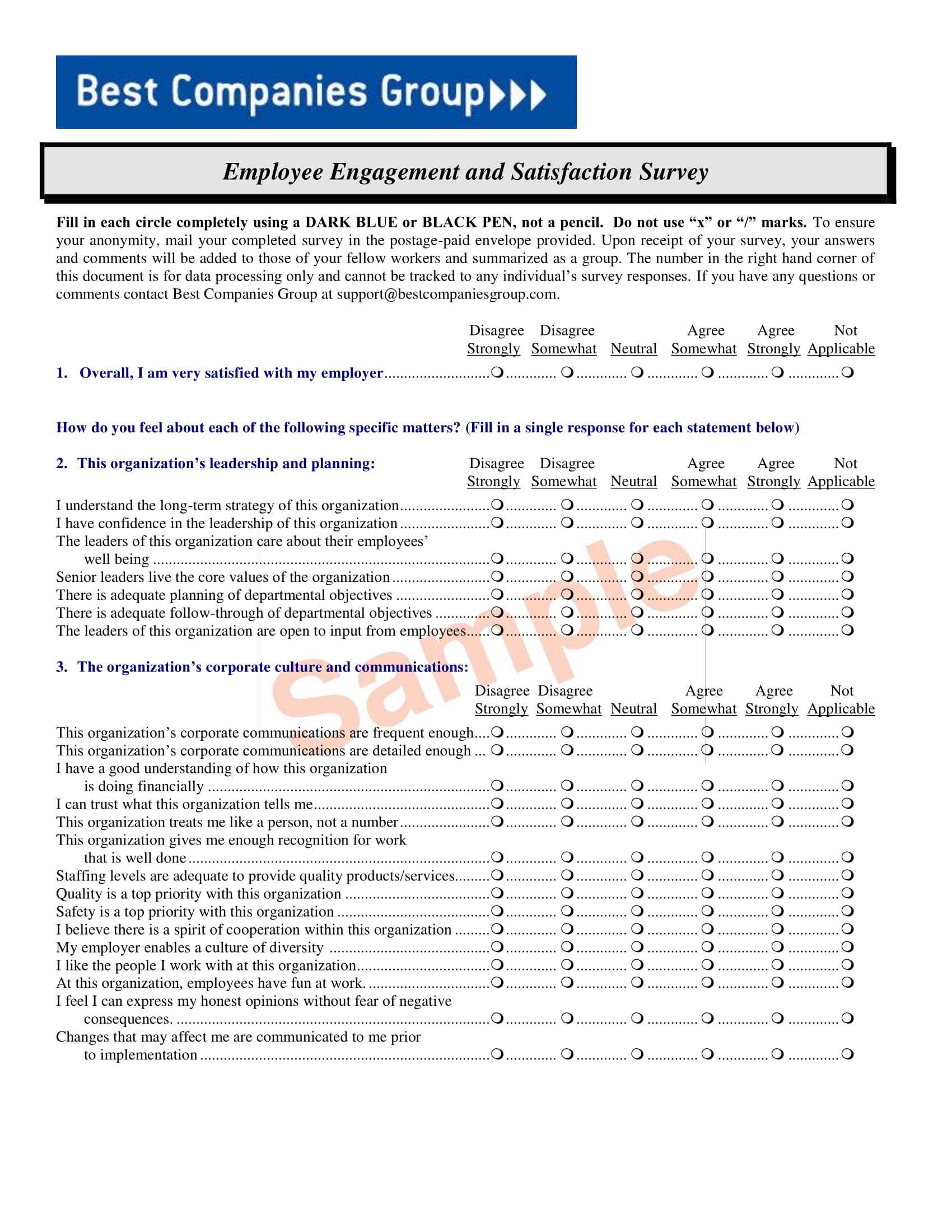 Employee Engagement Survey Sample – Karati.ald2014 Pertaining To Employee Satisfaction Survey Template Word