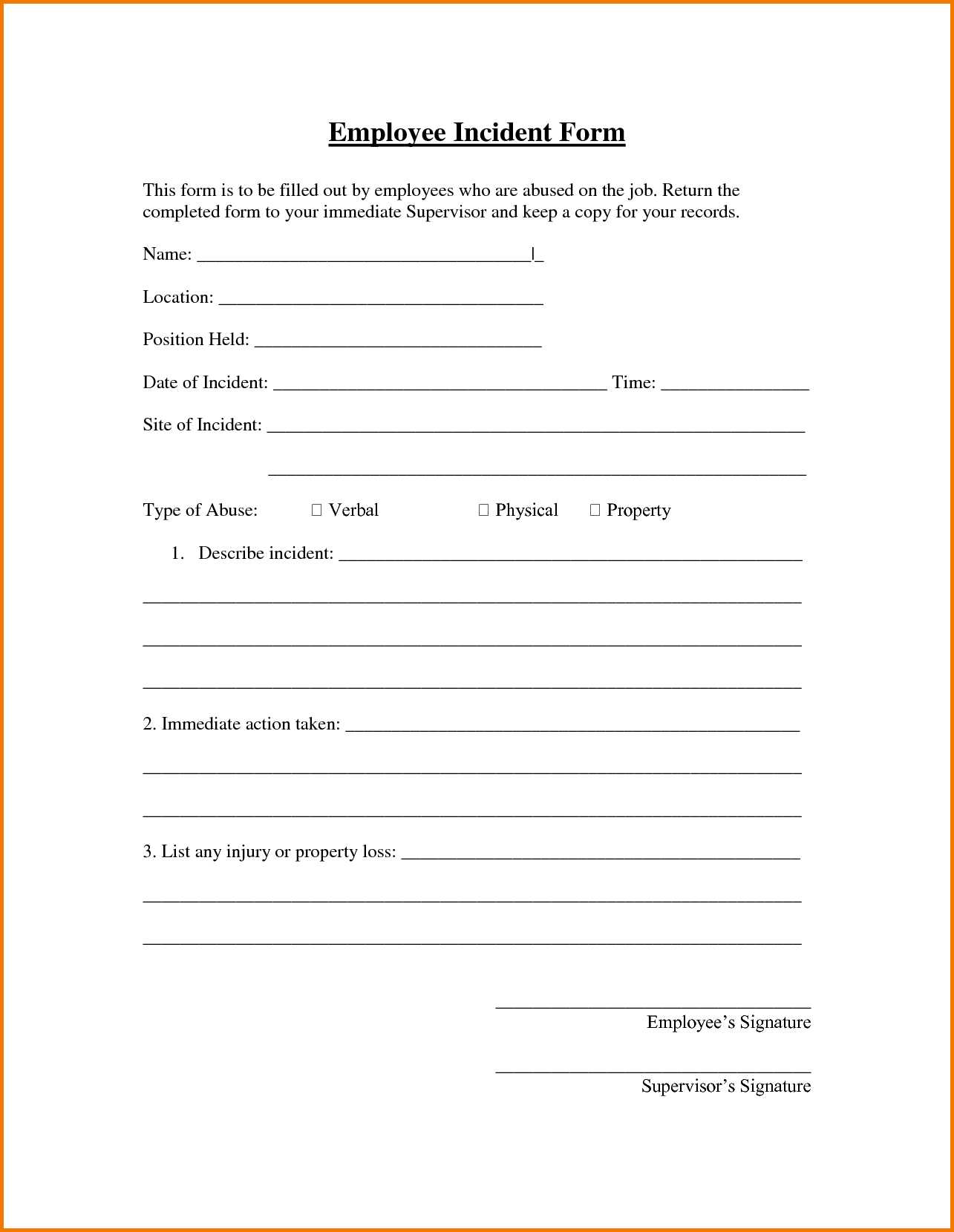Employee Incident Report Form Template – Karati.ald2014 Inside Incident Report Form Template Doc