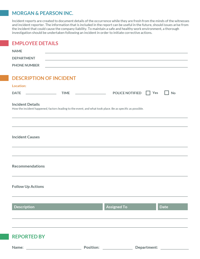 Employee Incident Report Templates – Barati.ald2014 Inside Generic Incident Report Template
