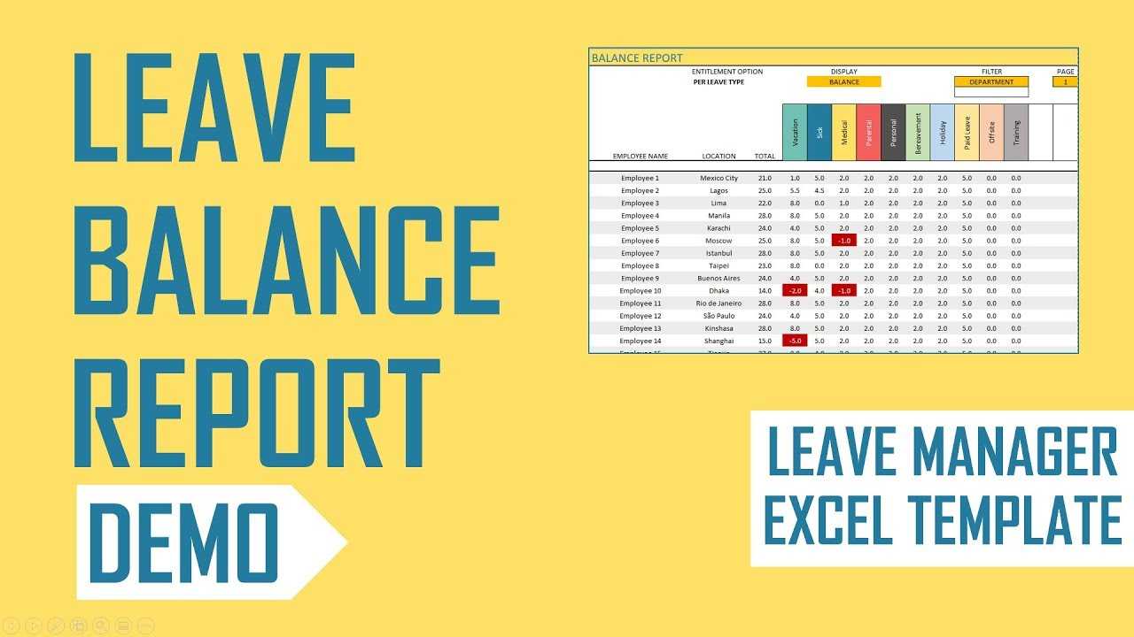Employee Leave Manager Excel Template – Leave Balance Report Inside Employee Daily Report Template