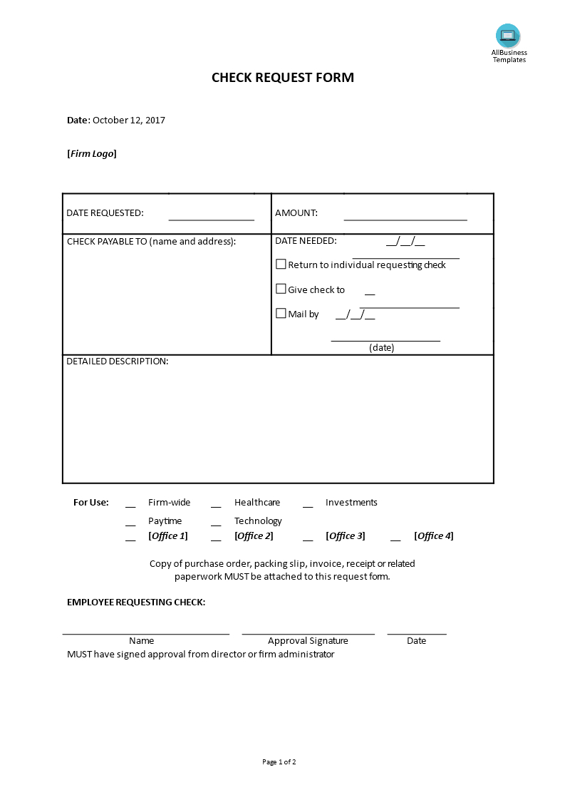 Employee Request Check Form | Templates At Pertaining To Check Request Template Word