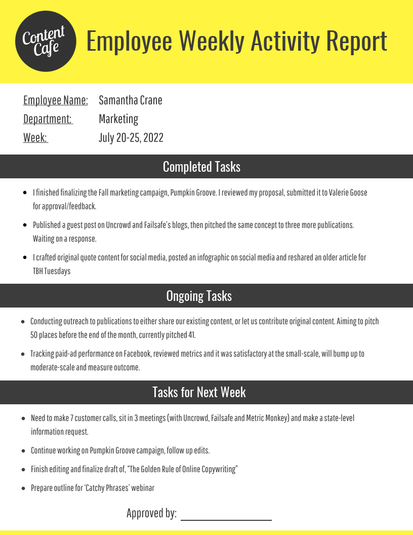 Employee Weekly Report Within Social Media Weekly Report Template