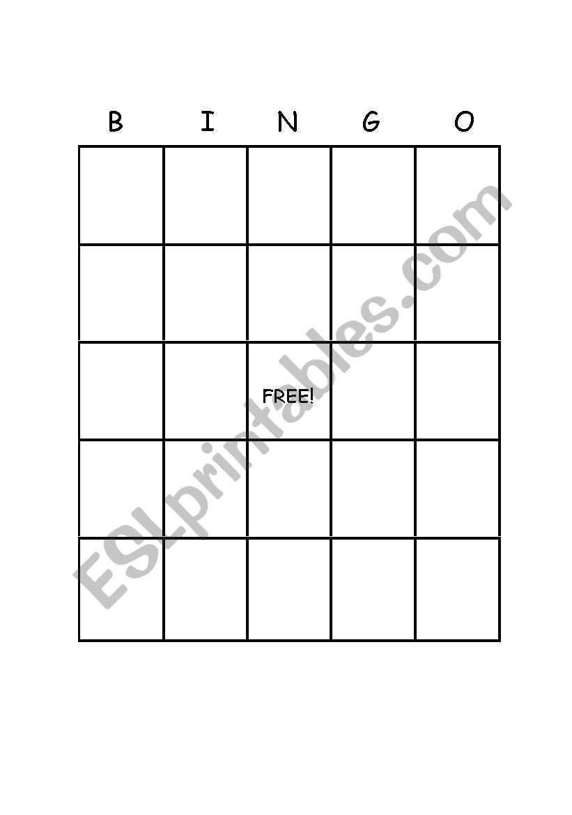 English Worksheets: Blank Bingo Template Within Blank Bingo Template ...