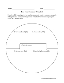 Englishlinx | Summary Worksheets In Blank Four Square Writing Template