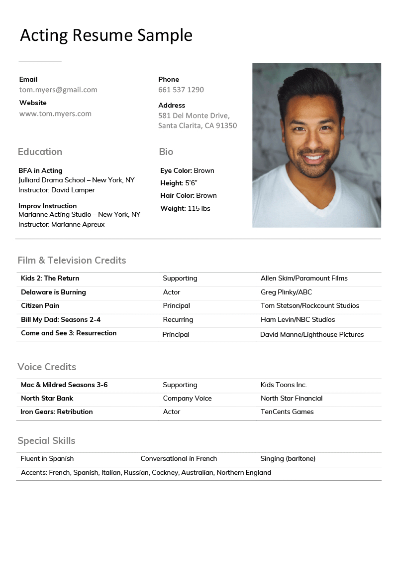 Examples Of Actors Resumes – Karan.ald2014 Throughout Theatrical Resume Template Word