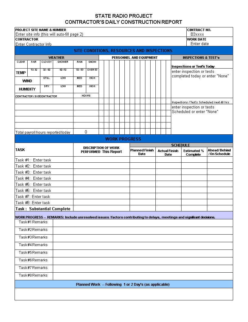 Excel Daily Report | Templates At Allbusinesstemplates With Daily Site Report Template
