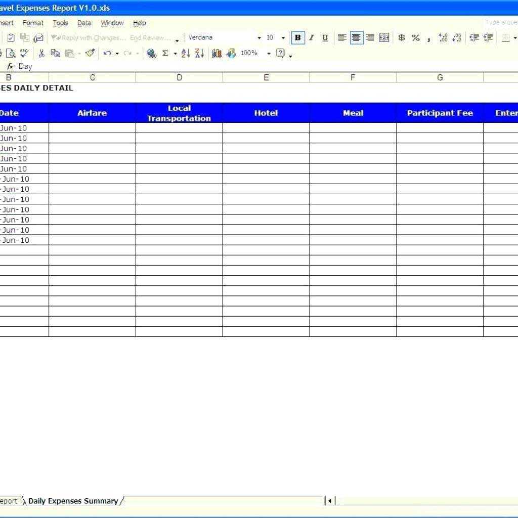 Excel Preadsheet Template For Mall Business Expenses Monthly In Expense Report Template Excel 2010