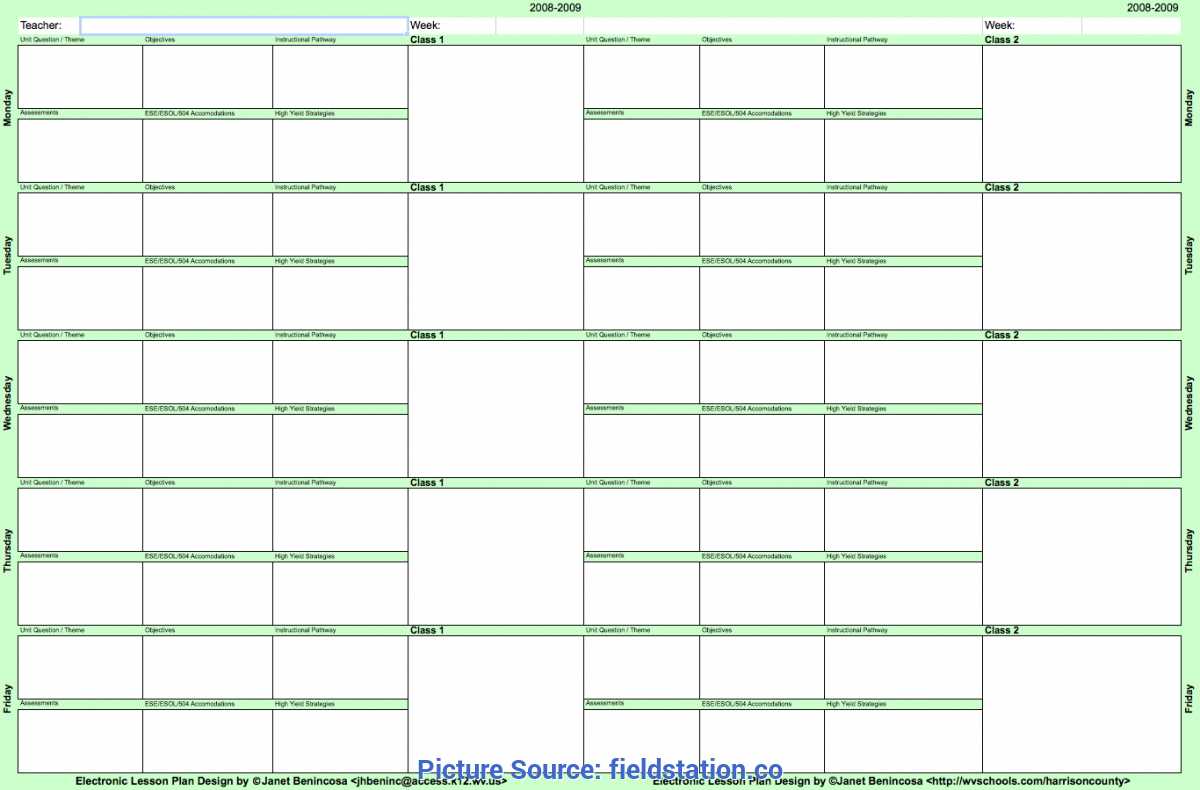 Excellent Blank Daily Lesson Plan Template High School Throughout Teacher Plan Book Template Word