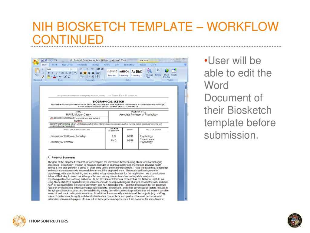 Faculty Activity Information Reporting System – Ppt Download Throughout Nih Biosketch Template Word