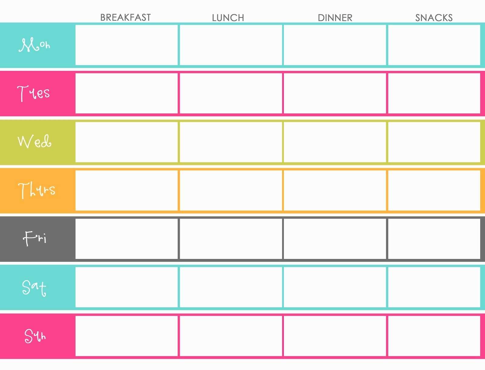 Family Budget Weekly Schedule Template Word Ideas Editable Throughout Meal Plan Template Word