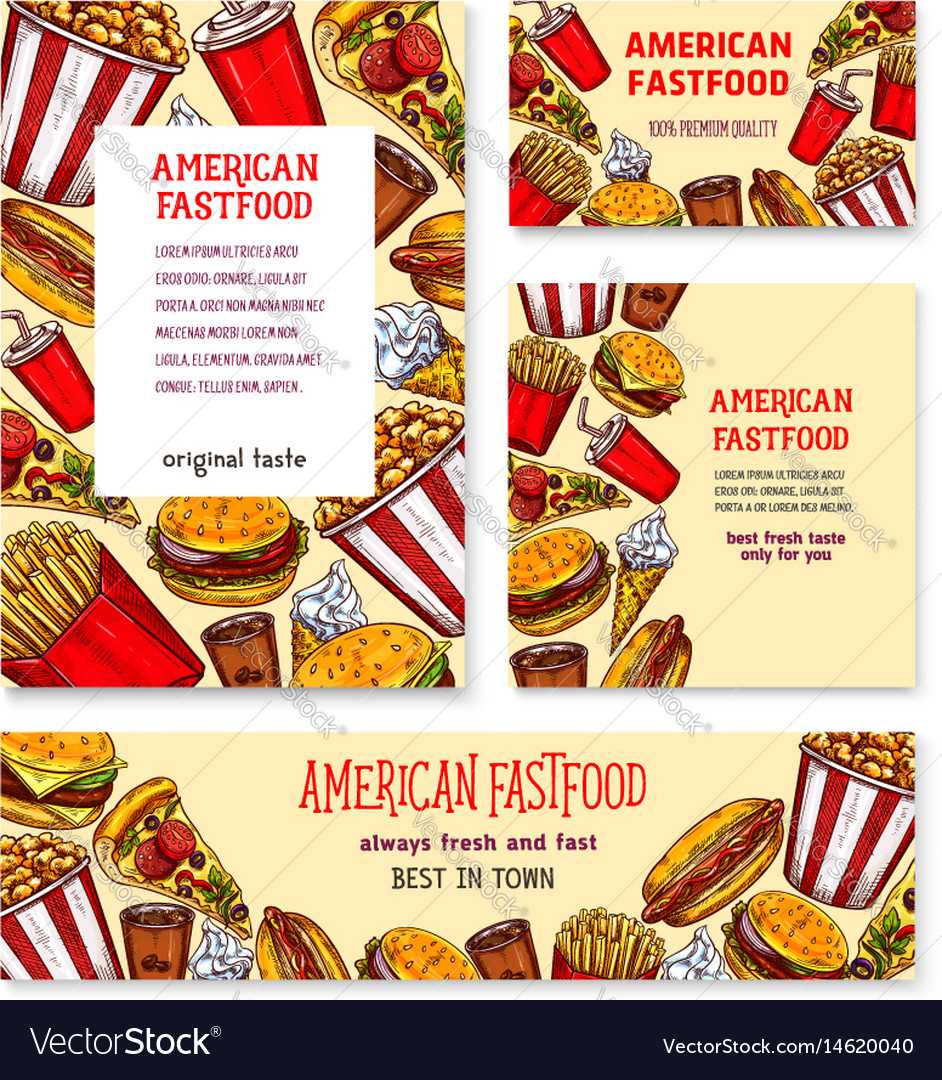 Fast Food American Restaurant Banner Template Set In Food Banner Template