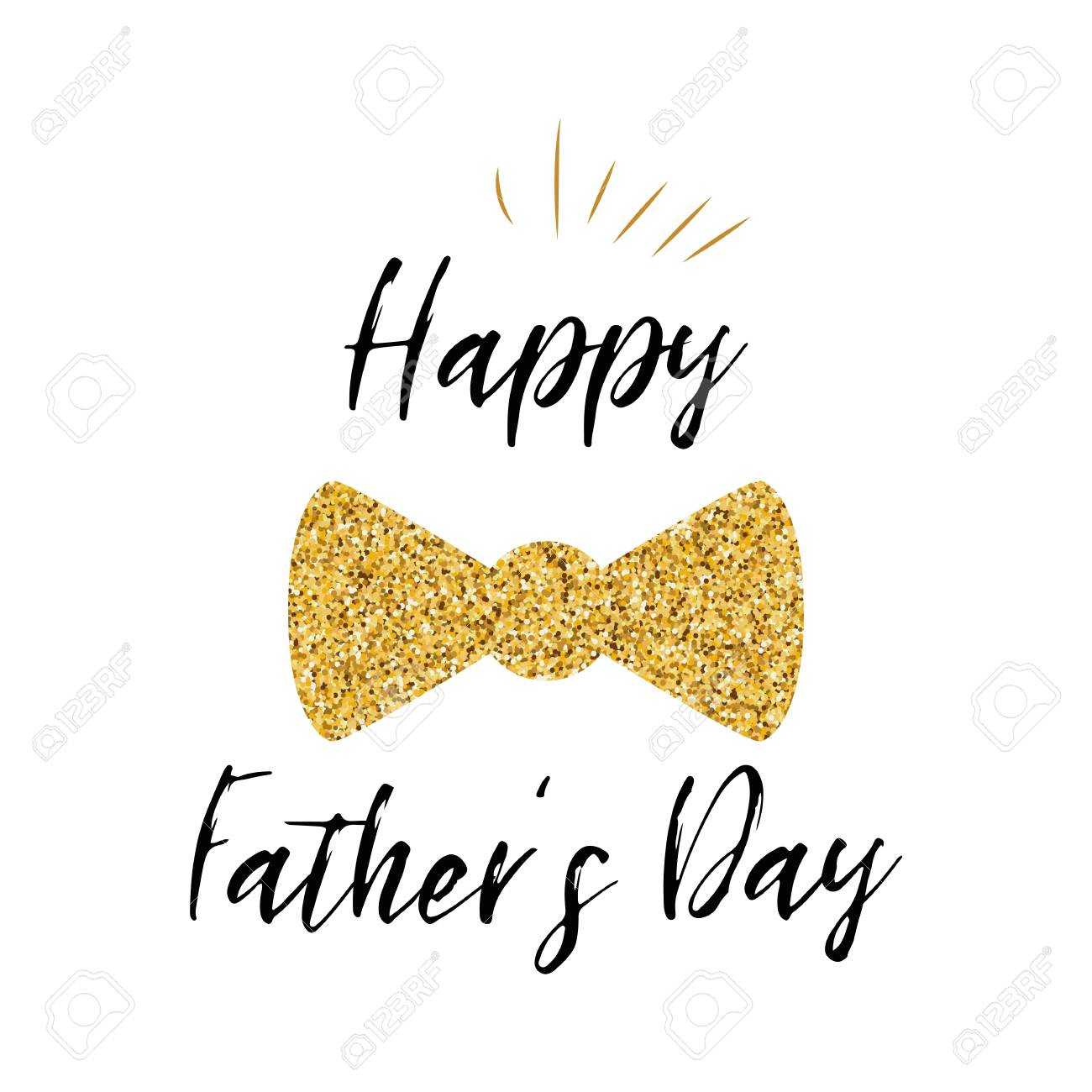 Father's Day Banner Design With Lettering, Golden Bow Tie Butterfly Within Tie Banner Template