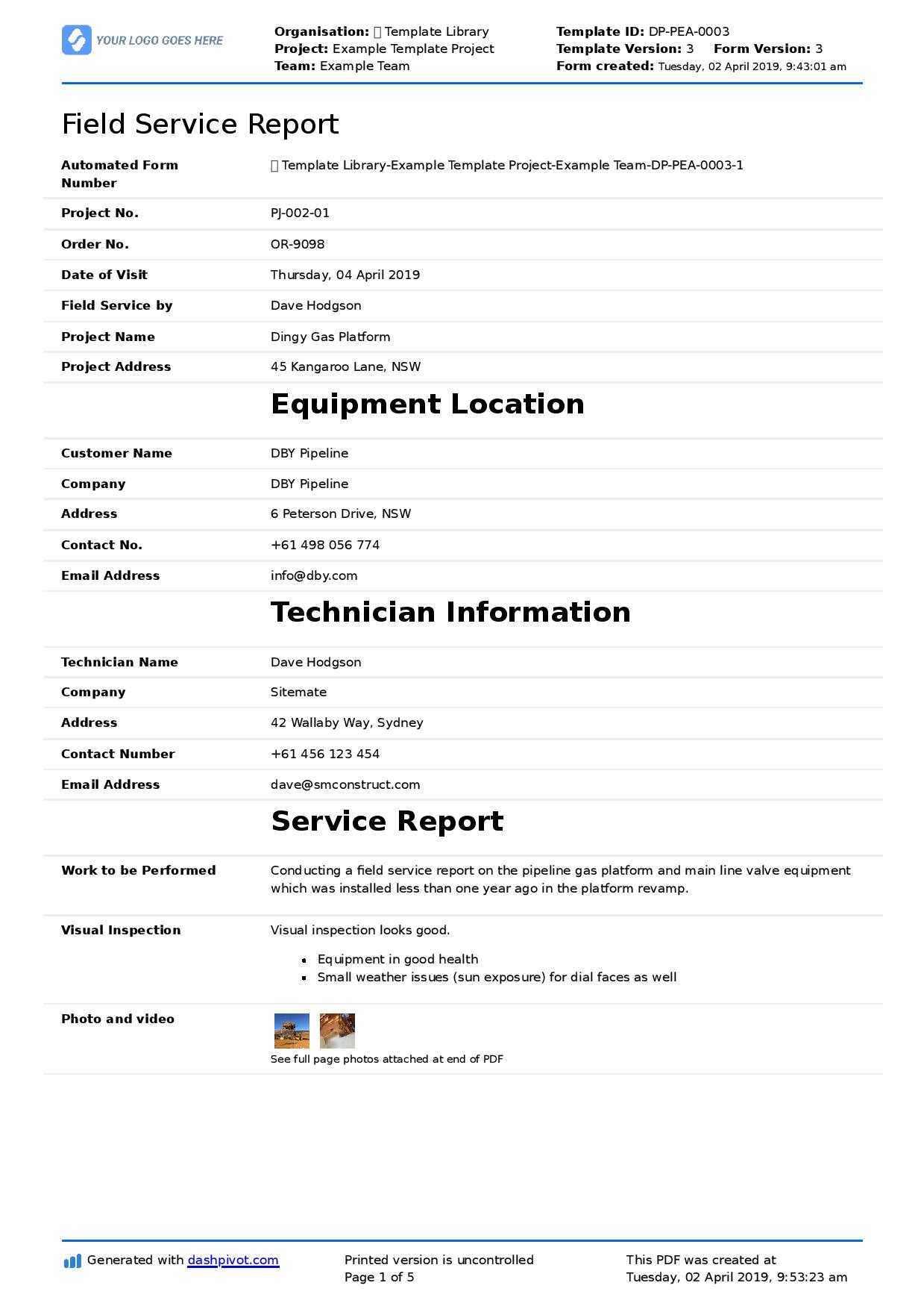 Field Service Report Template (Better Format Than Word Pertaining To Best Report Format Template