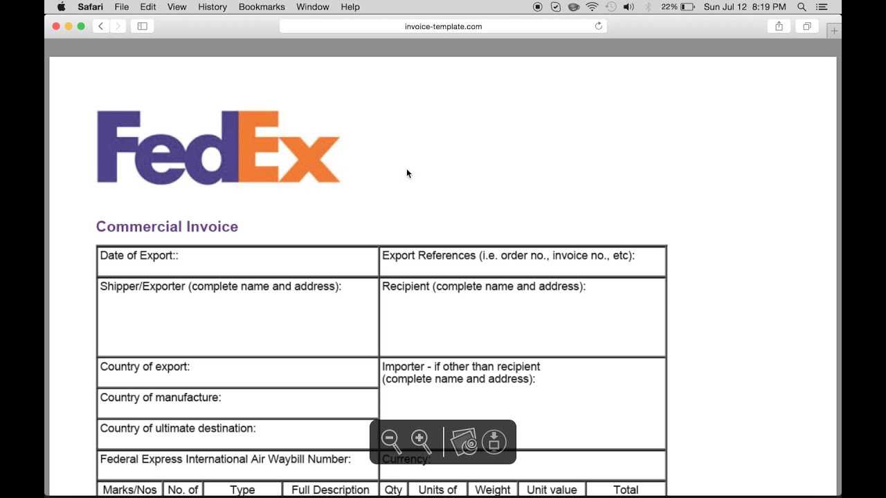 Fill In Fedex Commercial Invoice Template | Pdf In Fedex Label Template Word
