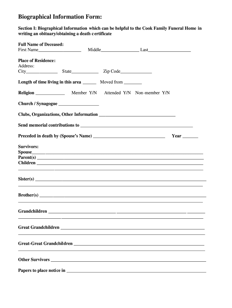 Fill In The Blank Obituary Template Pdf - Fill Online Inside Fill In The Blank Obituary Template