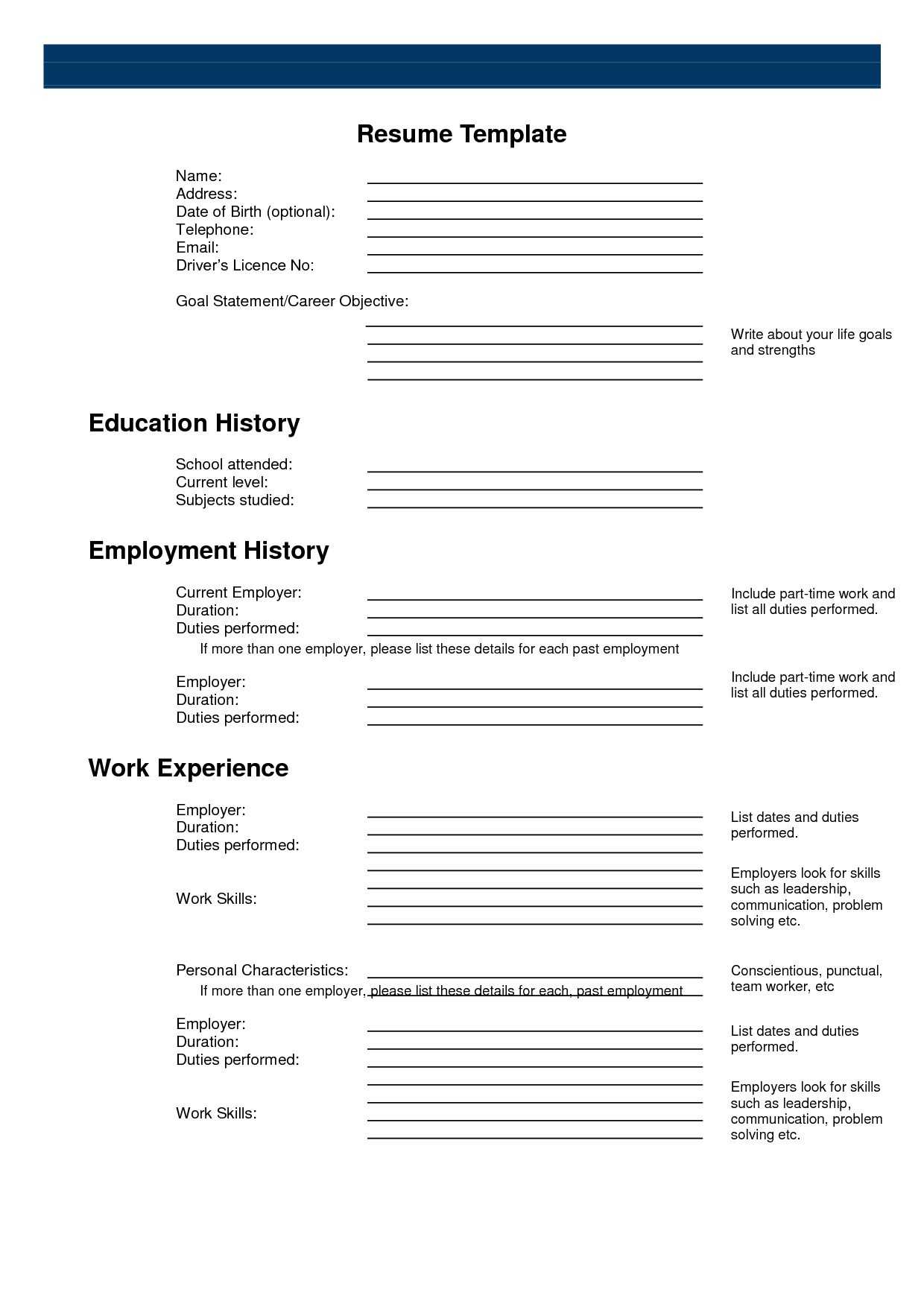 Fill In The Blank Resume Printable – Karan.ald2014 In Free Printable Resume Templates Microsoft Word