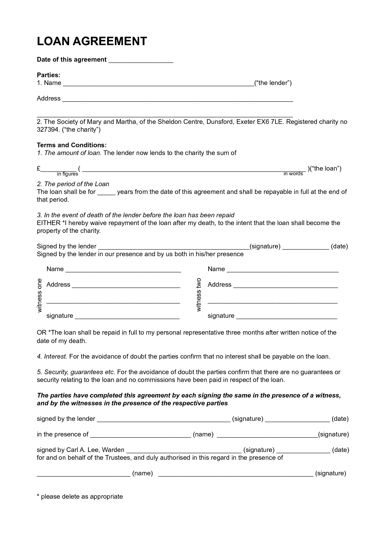 Finest Personal Loan Agreement Template Format Between For Blank Loan Agreement Template