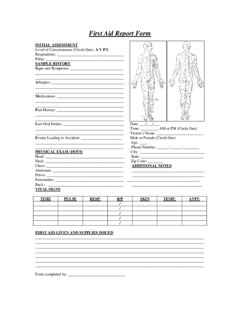 First Aid Report Form – 2 Free Templates In Pdf, Word, Excel Throughout Patient Report Form Template Download