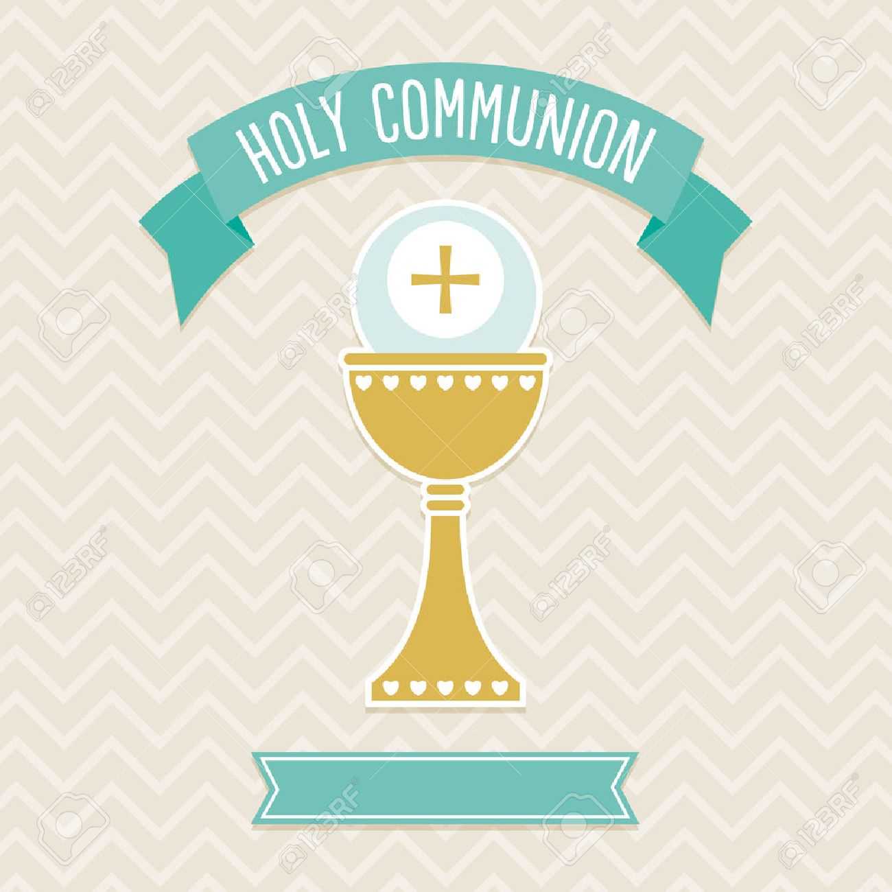 First Holy Communion Card Template In Cream And Aqua With Copy.. With Regard To First Holy Communion Banner Templates