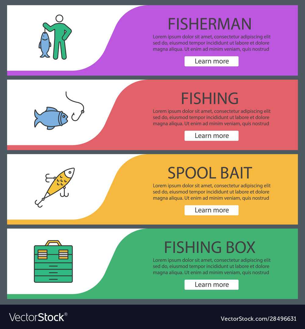 Fishing Web Banner Templates Set With Free Website Banner Templates Download
