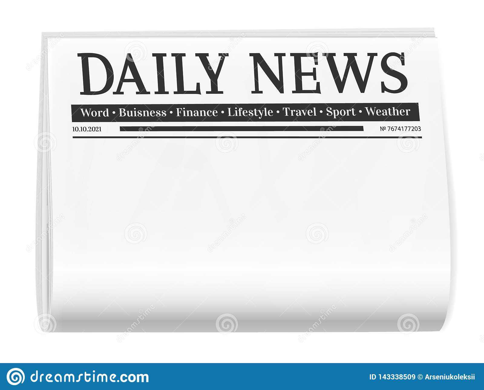 Folded Newspaper. Blank Background For News Page Template Pertaining To Blank Newspaper Template For Word