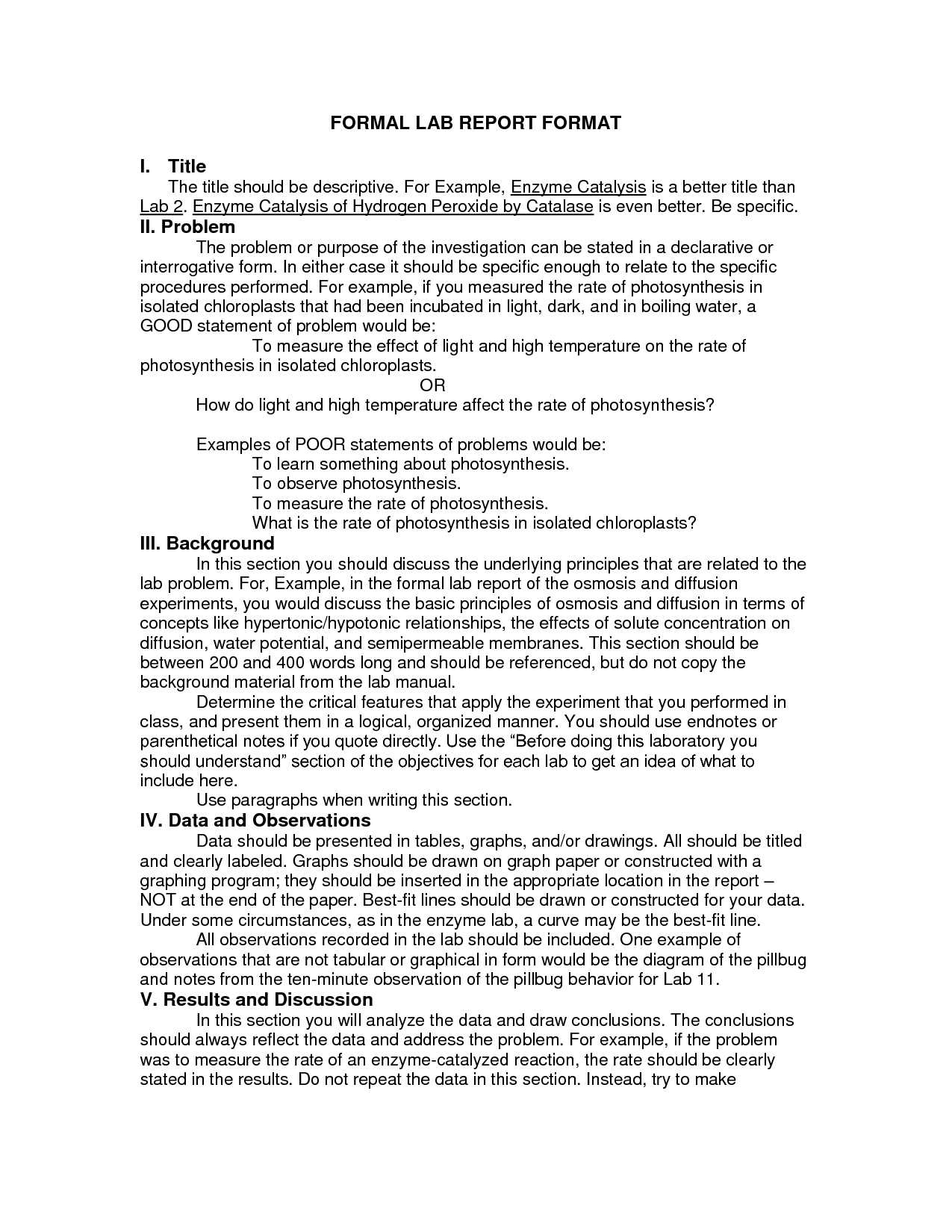 Formal Lab Report Example : Biological Science Picture With Science Experiment Report Template