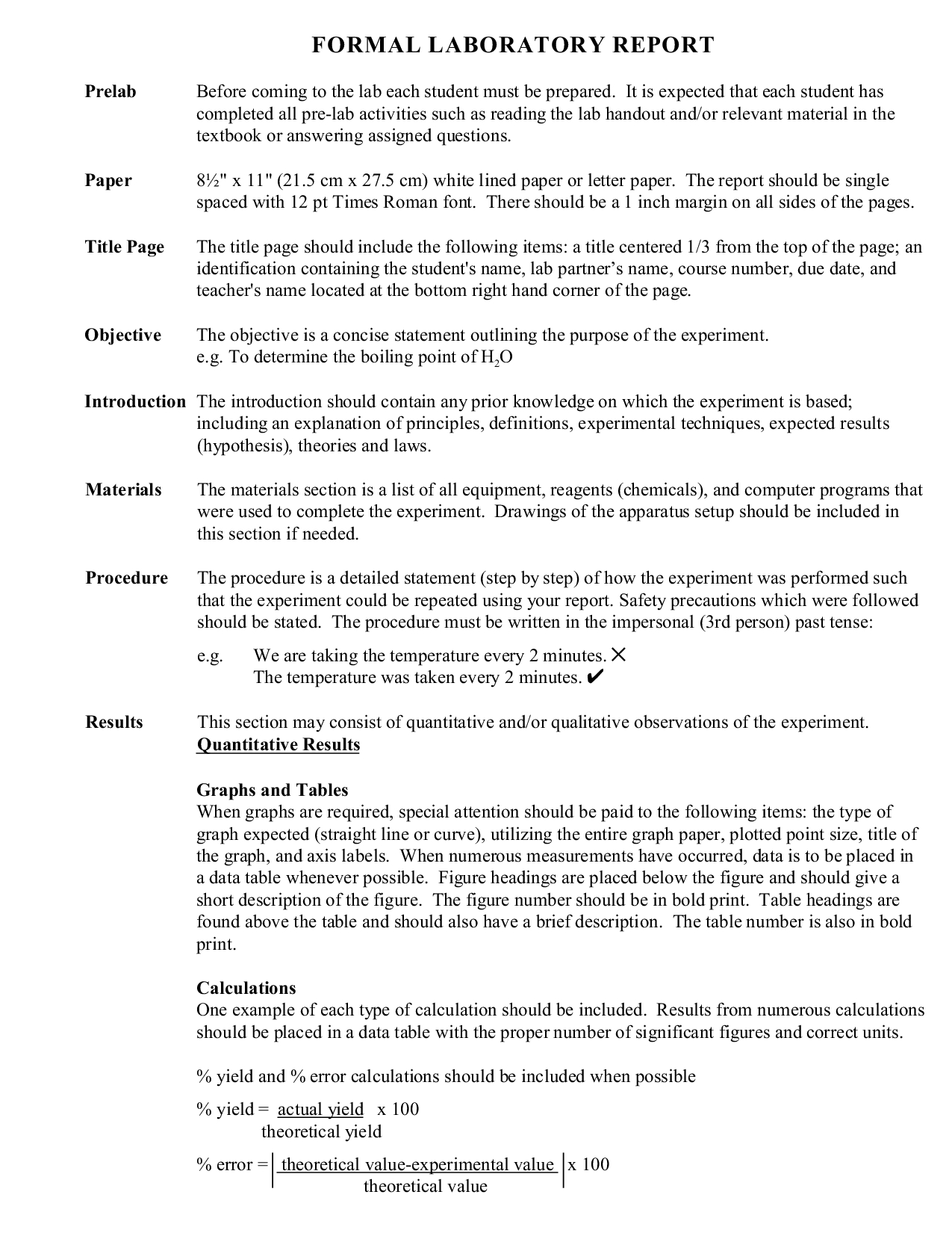 Formal Lab Report Example – Docsity Inside Chemistry Lab Report Template