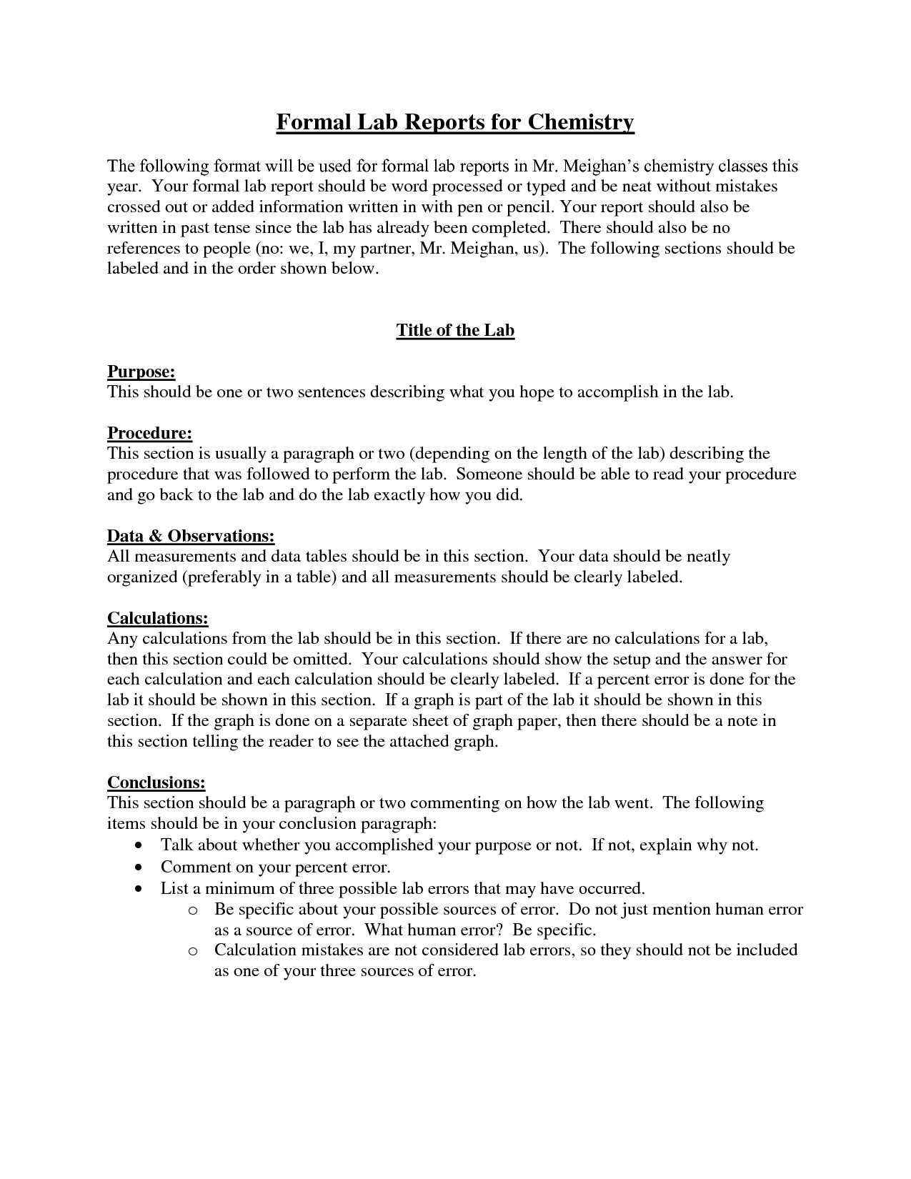 Formal Lab Reports For Chemistry : Biological Science Pertaining To Lab Report Template Chemistry