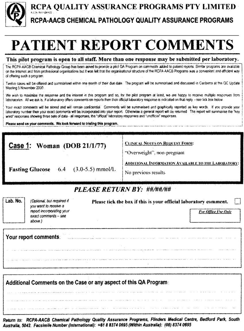 Format Of A Typical Case Report Sent To Participants In The Within Patient Report Form Template Download