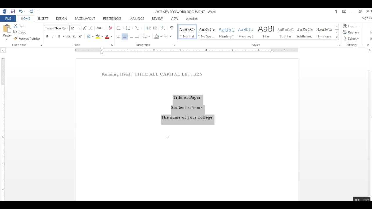 Formatting Apa In Word – Barati.ald2014 Pertaining To Apa Format Template Word 2013
