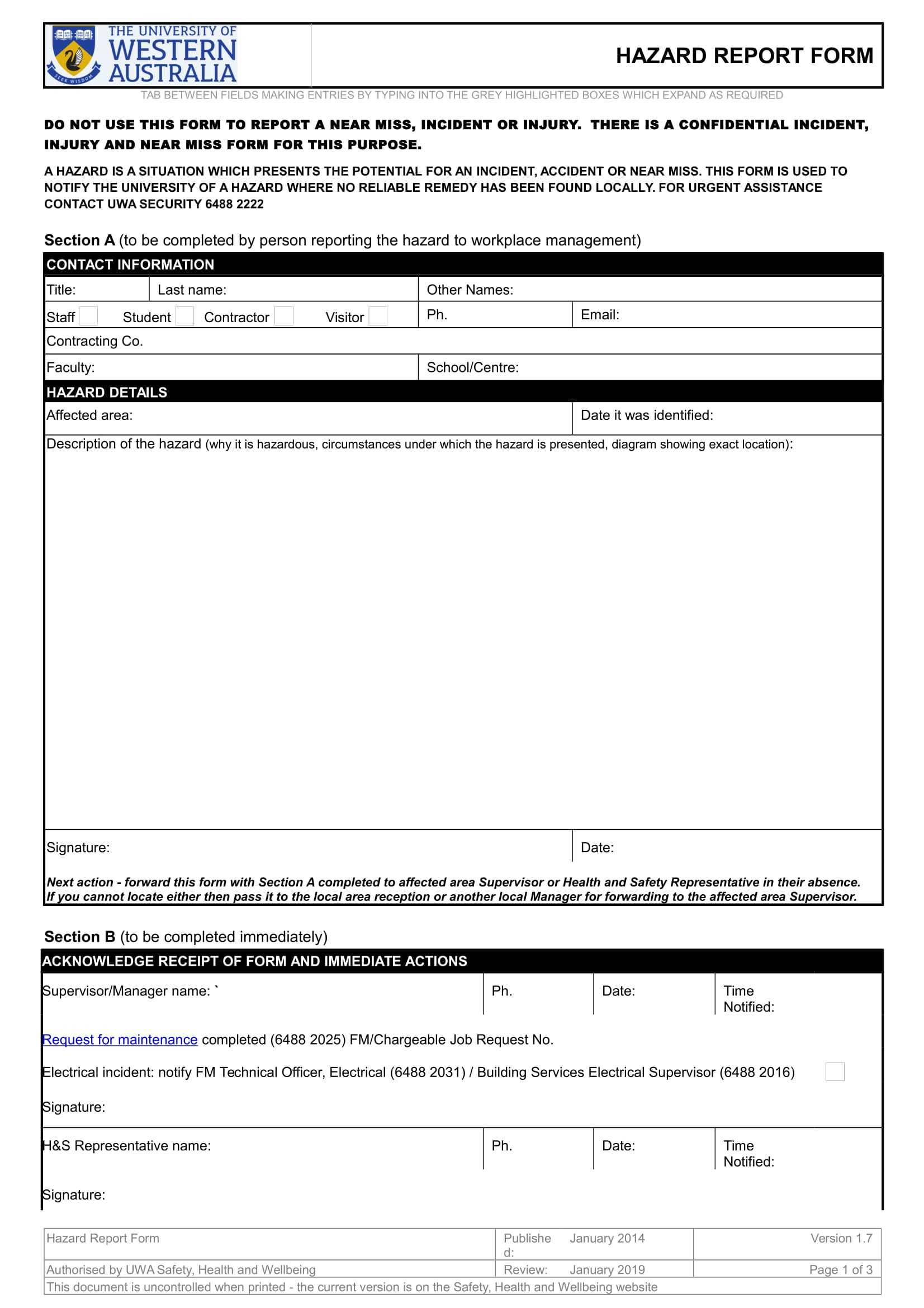 Free 13+ Hazard Report Forms In Ms Word | Pdf Pertaining To Ohs Incident Report Template Free