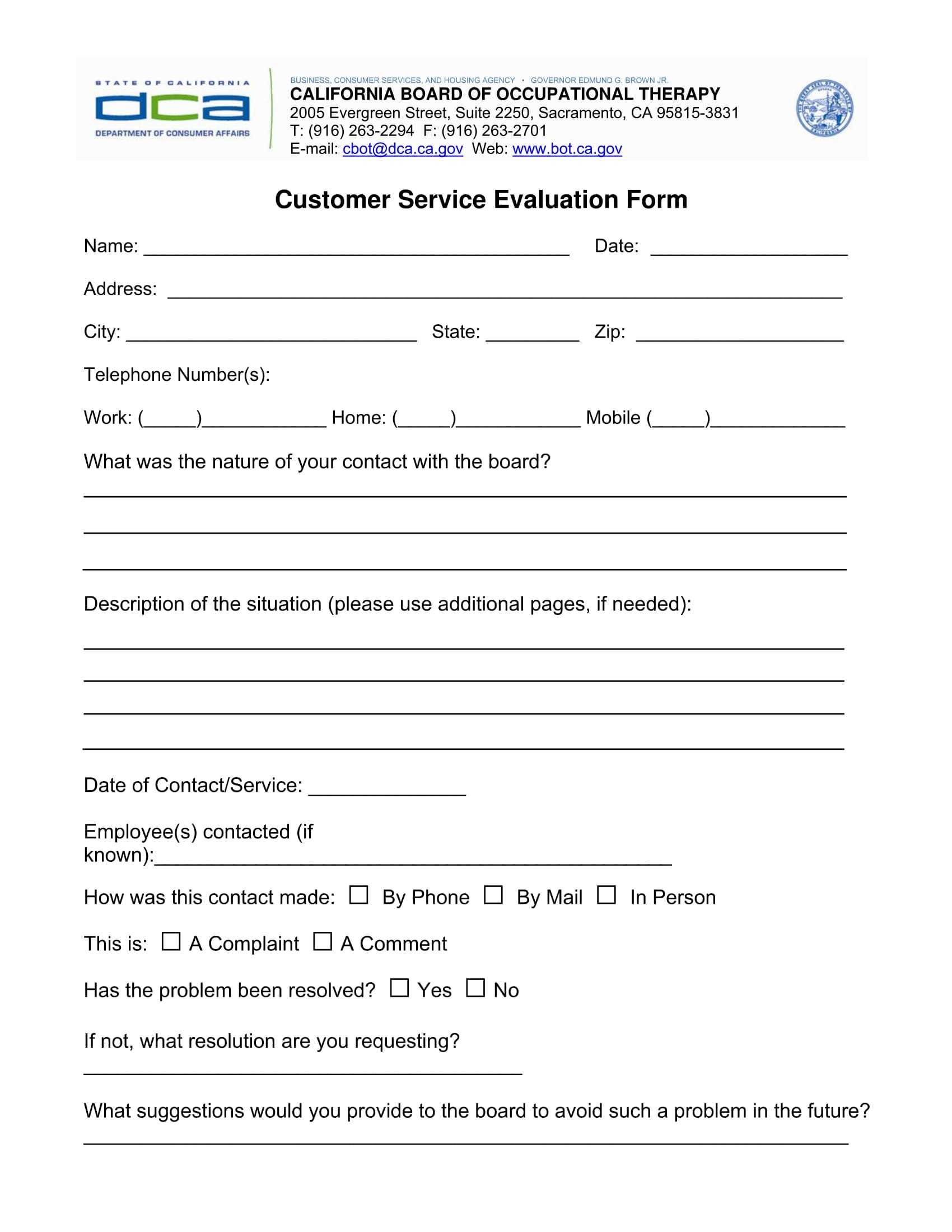 Free 14+ Customer Service Evaluation Forms In Pdf Regarding Blank Evaluation Form Template