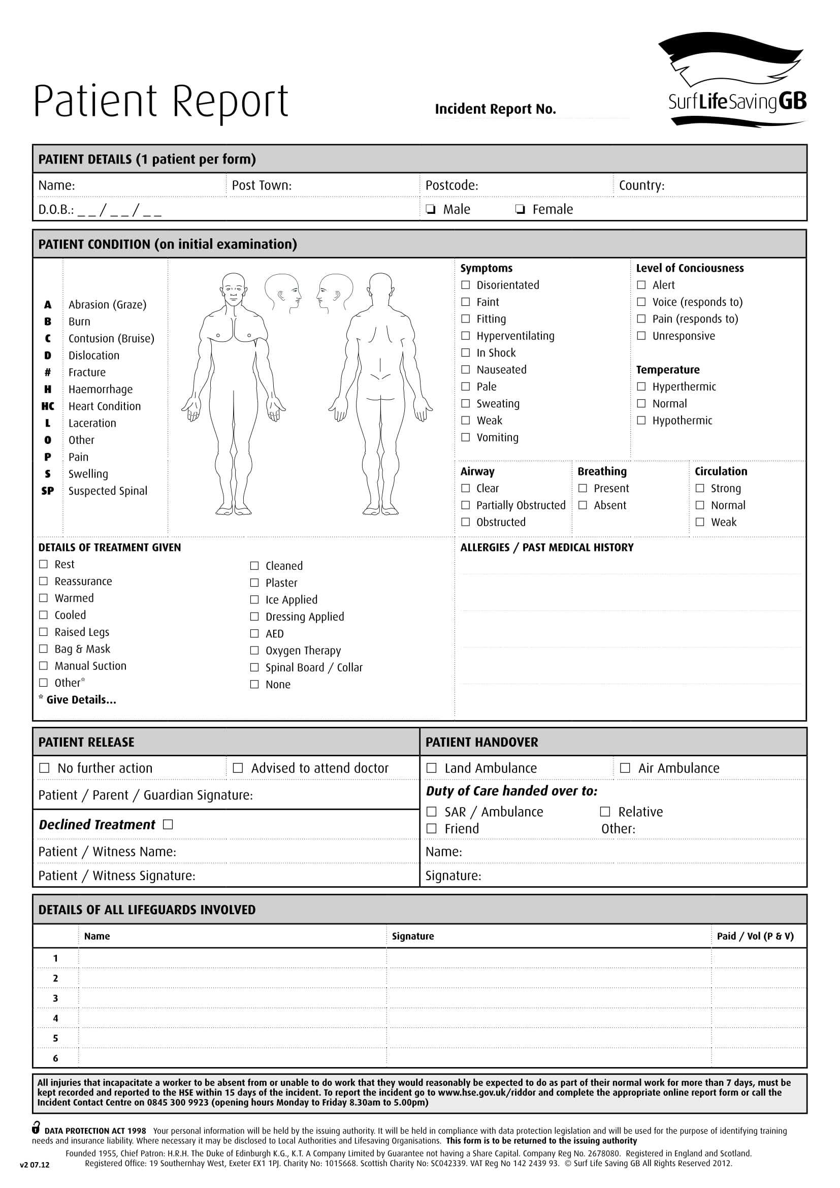 Free 14+ Patient Report Forms In Pdf | Ms Word Intended For Generic Incident Report Template
