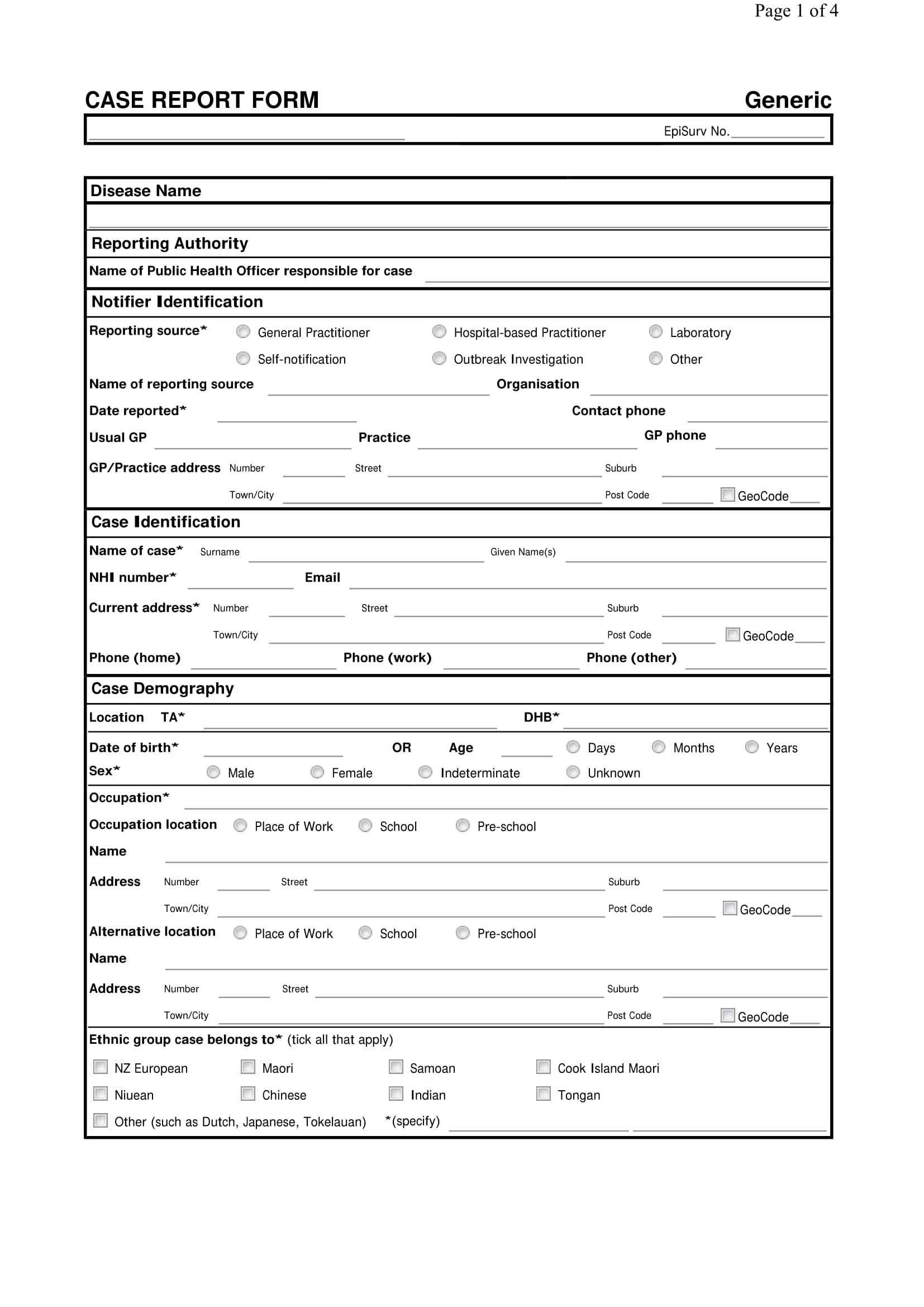 Free 15+ Case Report Forms In Pdf | Ms Word Inside Case Report Form Template Clinical Trials