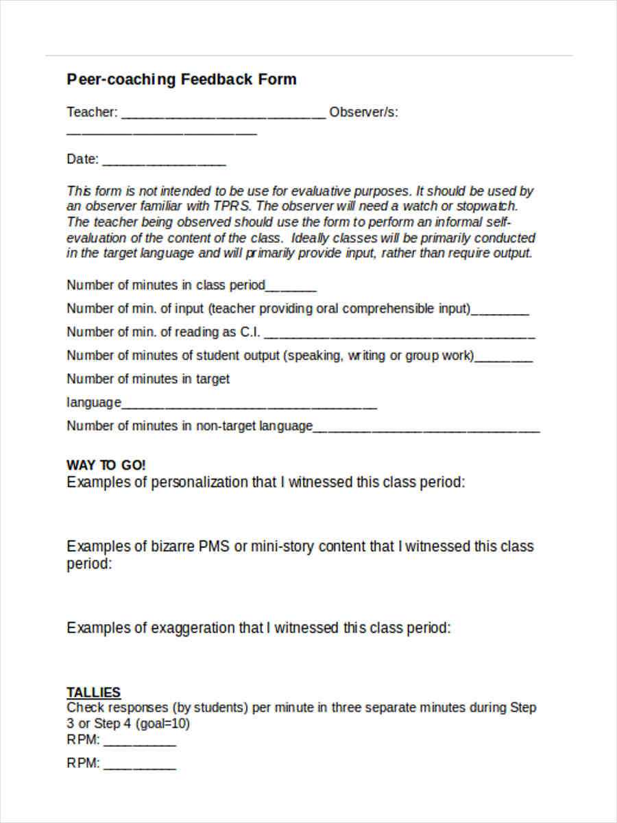 Free 16+ Teacher Feedback Forms In Pdf | Ms Word In Student Feedback Form Template Word