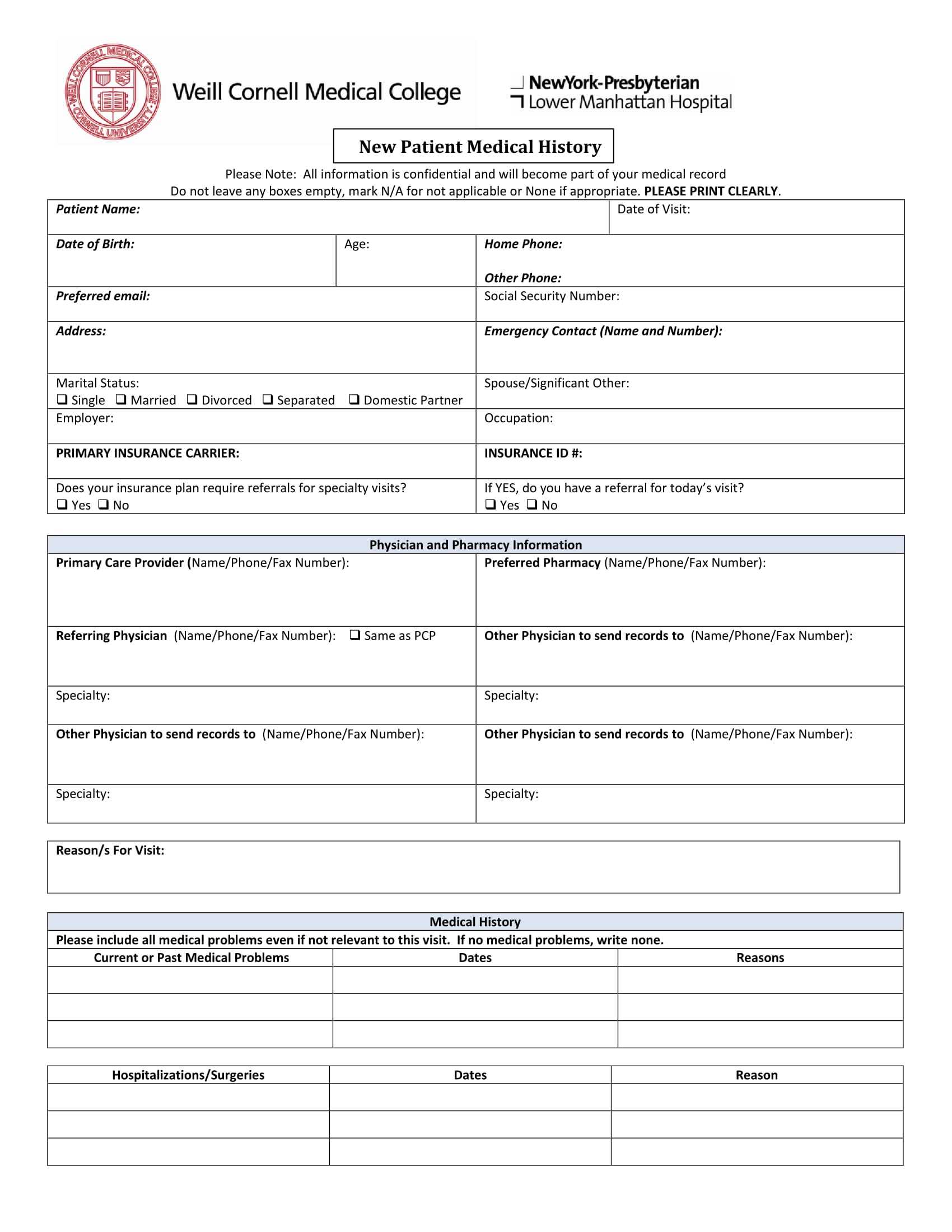Free 6+ Medical History Forms In Pdf | Ms Word | Excel Pertaining To Medical History Template Word