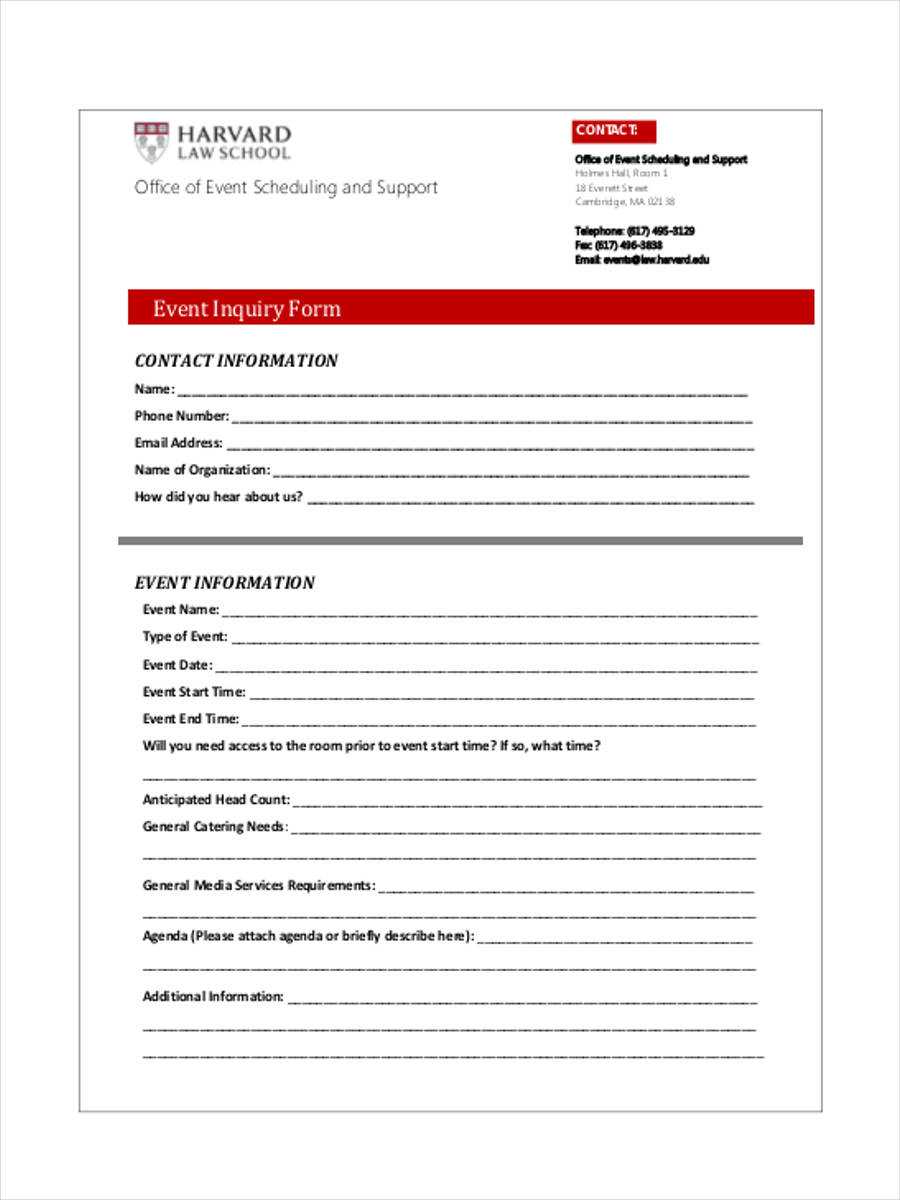 Free 7+ Sample Event Inquiry Forms In Ms Word | Pdf Within Enquiry Form Template Word