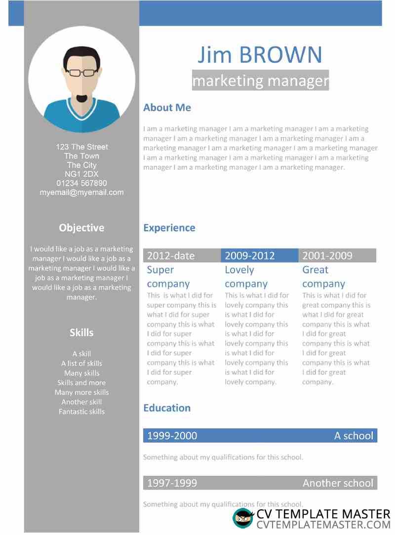 Free Creative 'profile' Word Cv Template – Cv Template Master Pertaining To Another Word For Template