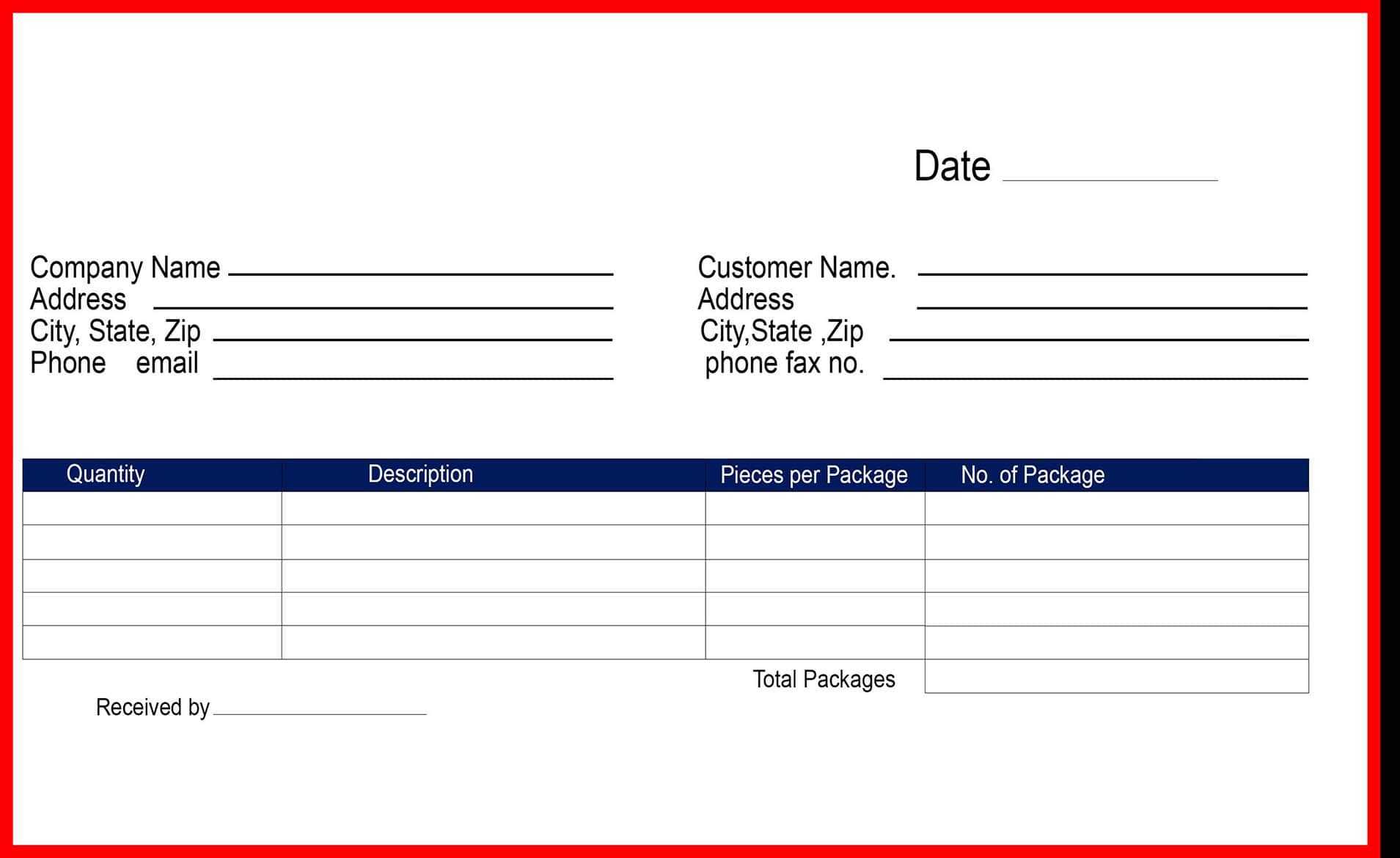 Free Delivery Receipt Template [Pdf, Word Doc & Excel] Pertaining To Blank Taxi Receipt Template