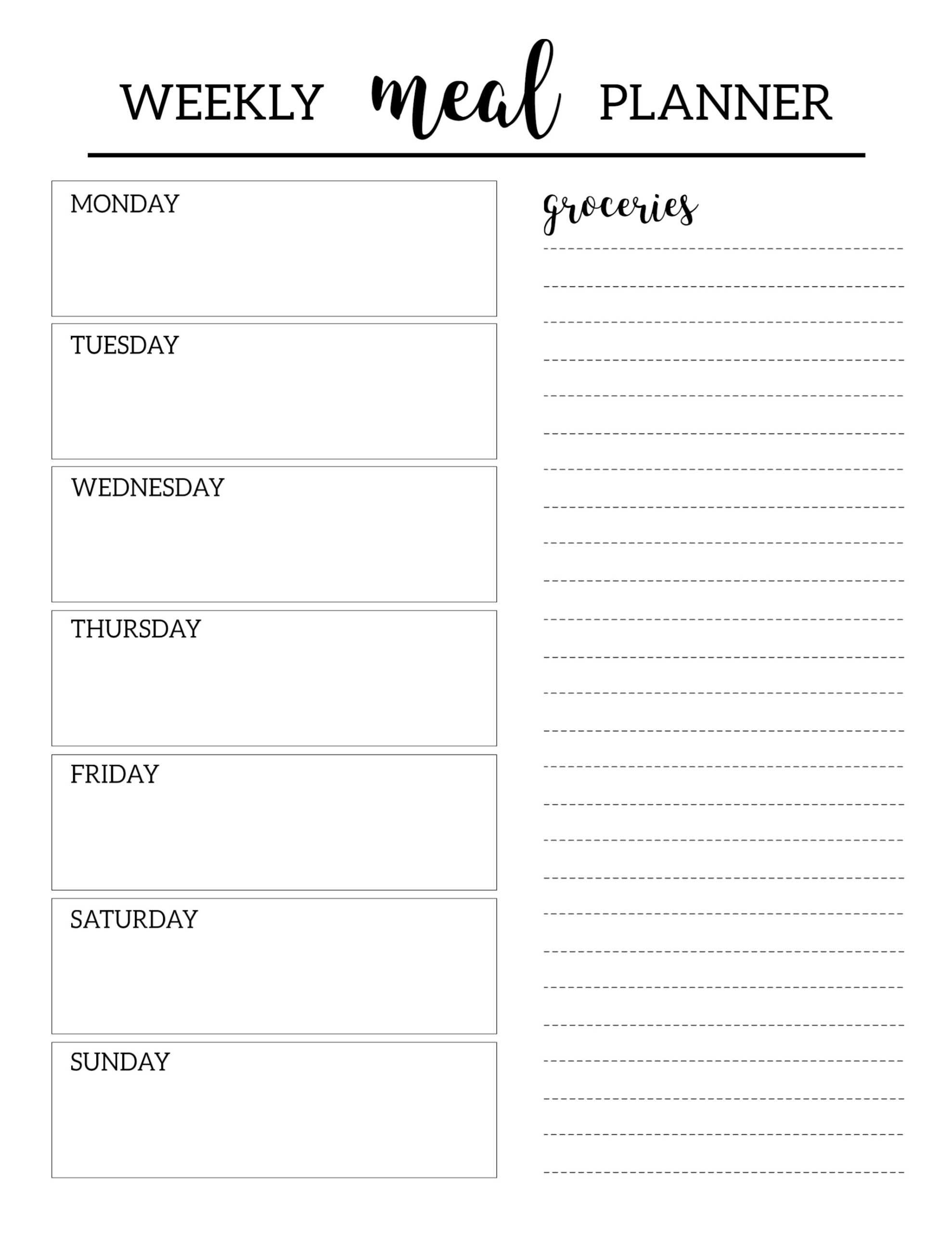 Free Download Weekly Meal Planner Template | Printable With Meal Plan Template Word