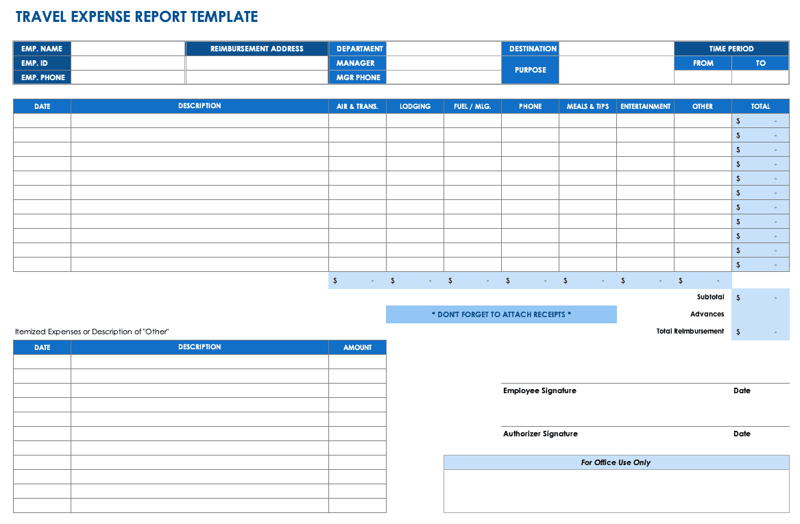 Free Expense Report Templates Smartsheet Regarding Company Expense Report Template