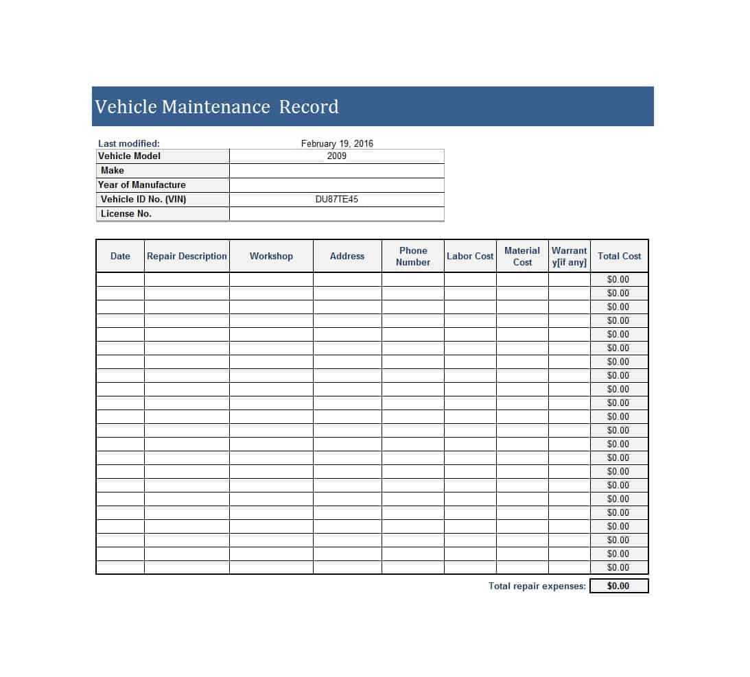 Free Fleet Management Spreadsheet Download Excel Truck In Fleet Report Template