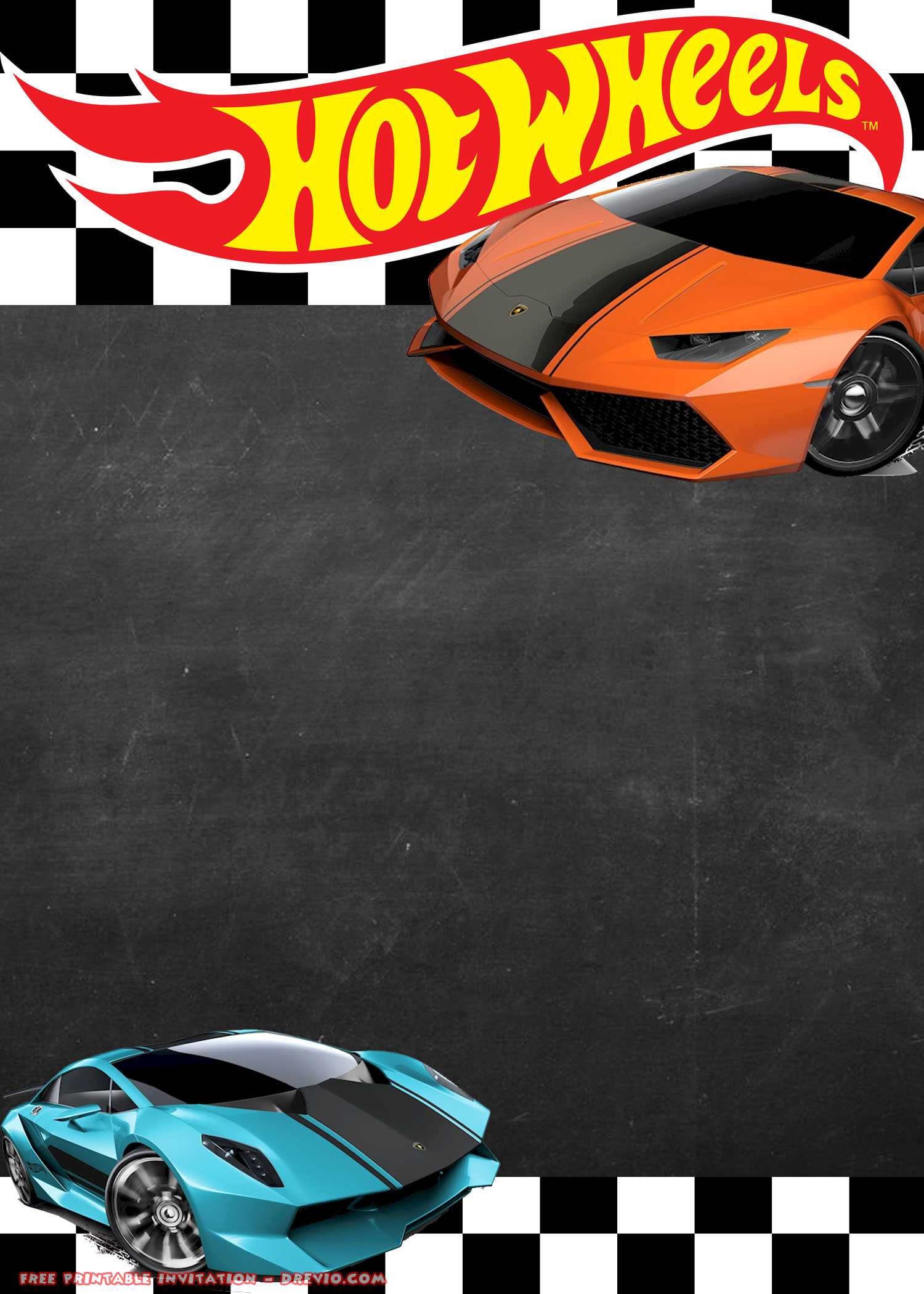 Free Hot Wheels Lamborghini Invitation Templates | Drevio Throughout Blank Race Car Templates